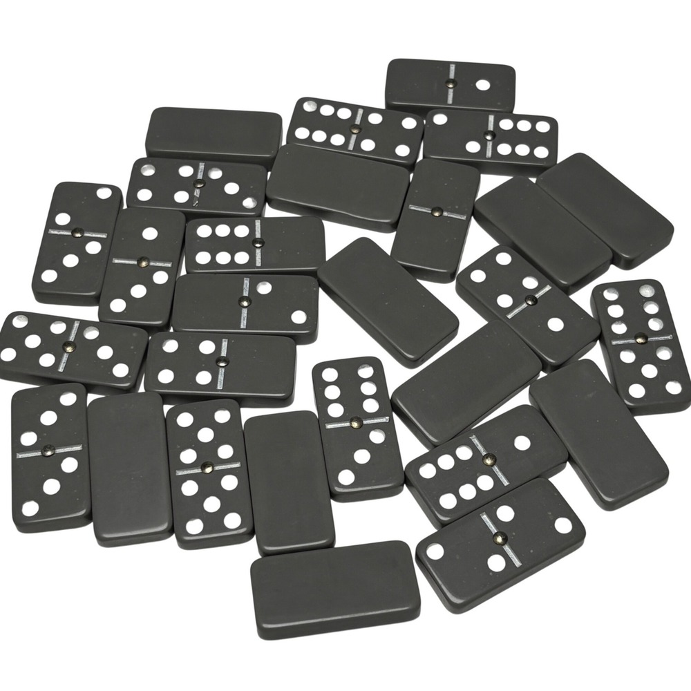 Vintage Dominoes Set Gray Double Six Standard Spinners Classic Game Night 28